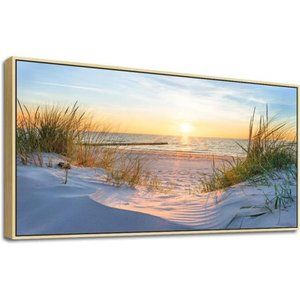 Sea Beach Framed Canvas WallArt For Living Room Large Size Wall Decor For Office